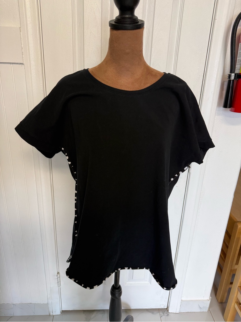 Chico's Black Short-Sleeve Tee with Trim Detail